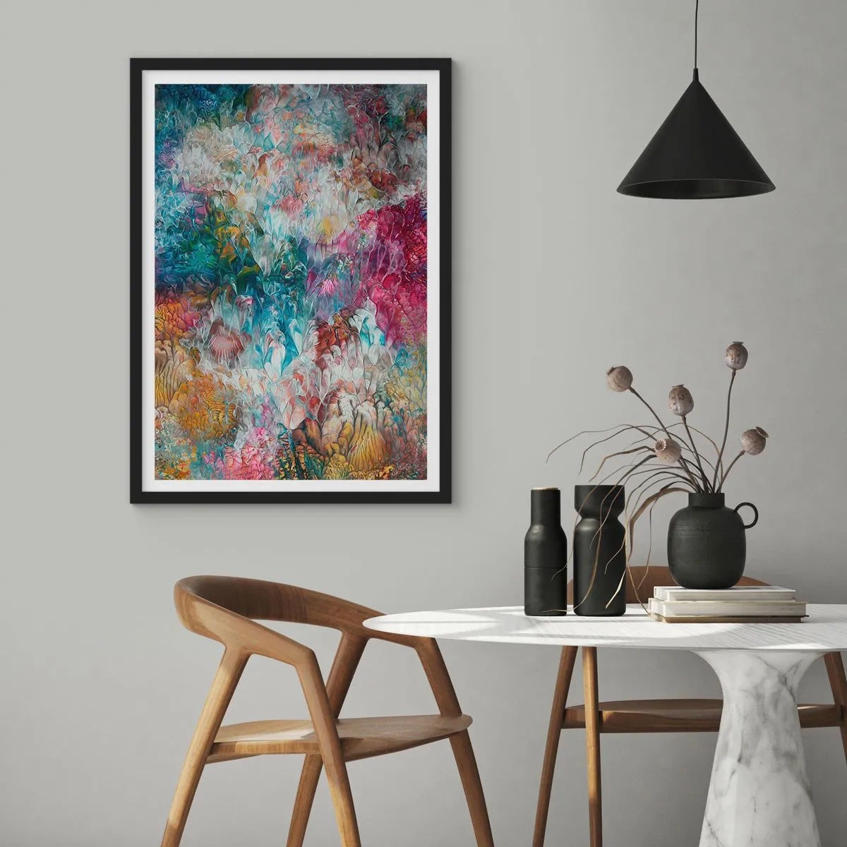 Poster in een zwarte lijst - Volledig in bloei - 30x40 cm