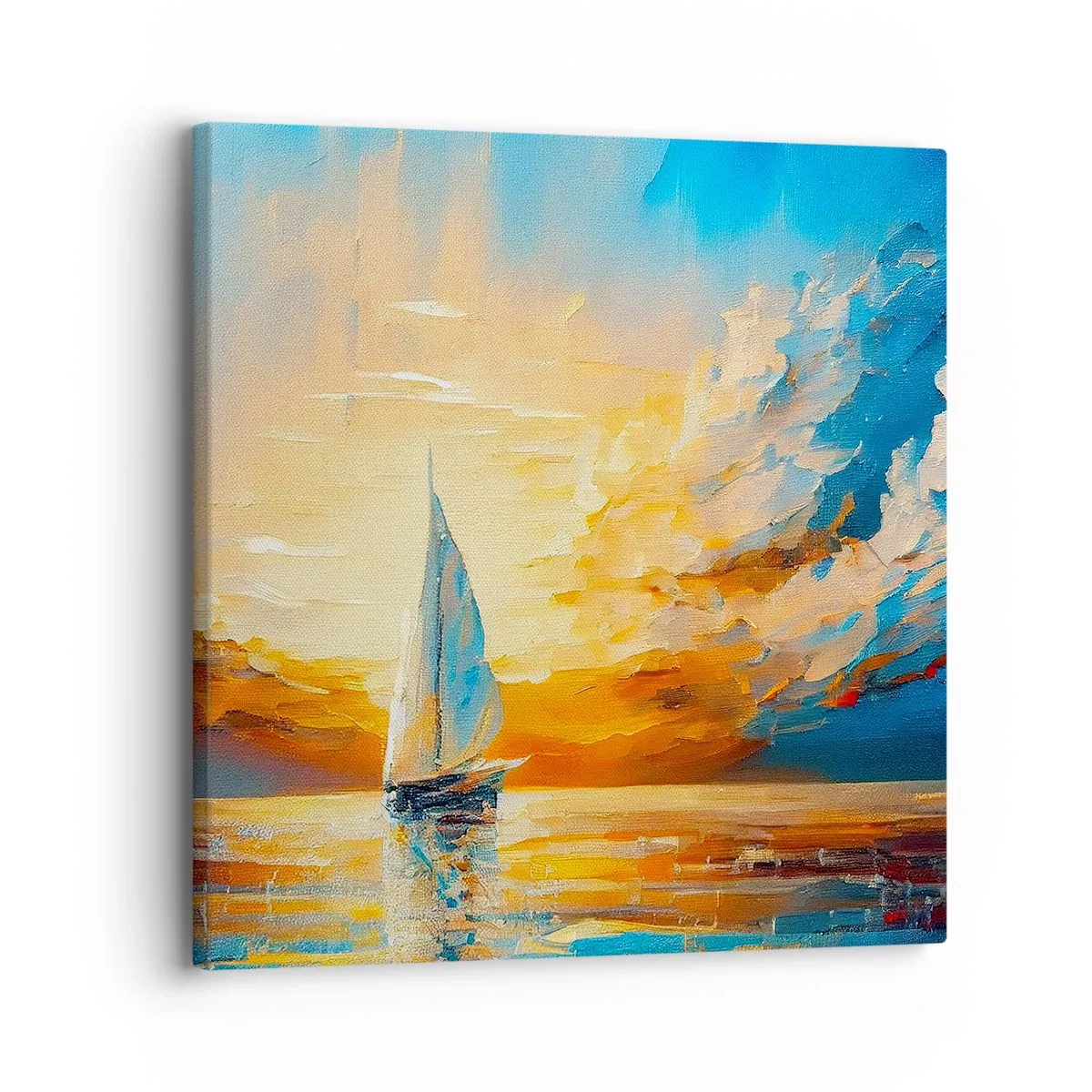 Schilderen op canvas - Zeilen in goud - 30x30 cm