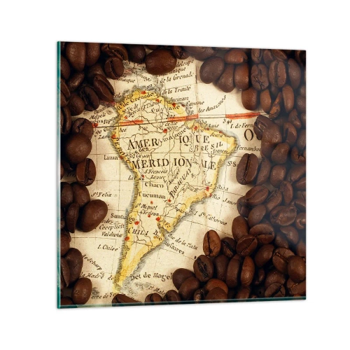 Schilderen op glas - Waar komt de beste koffie vandaan? - 50x50 cm