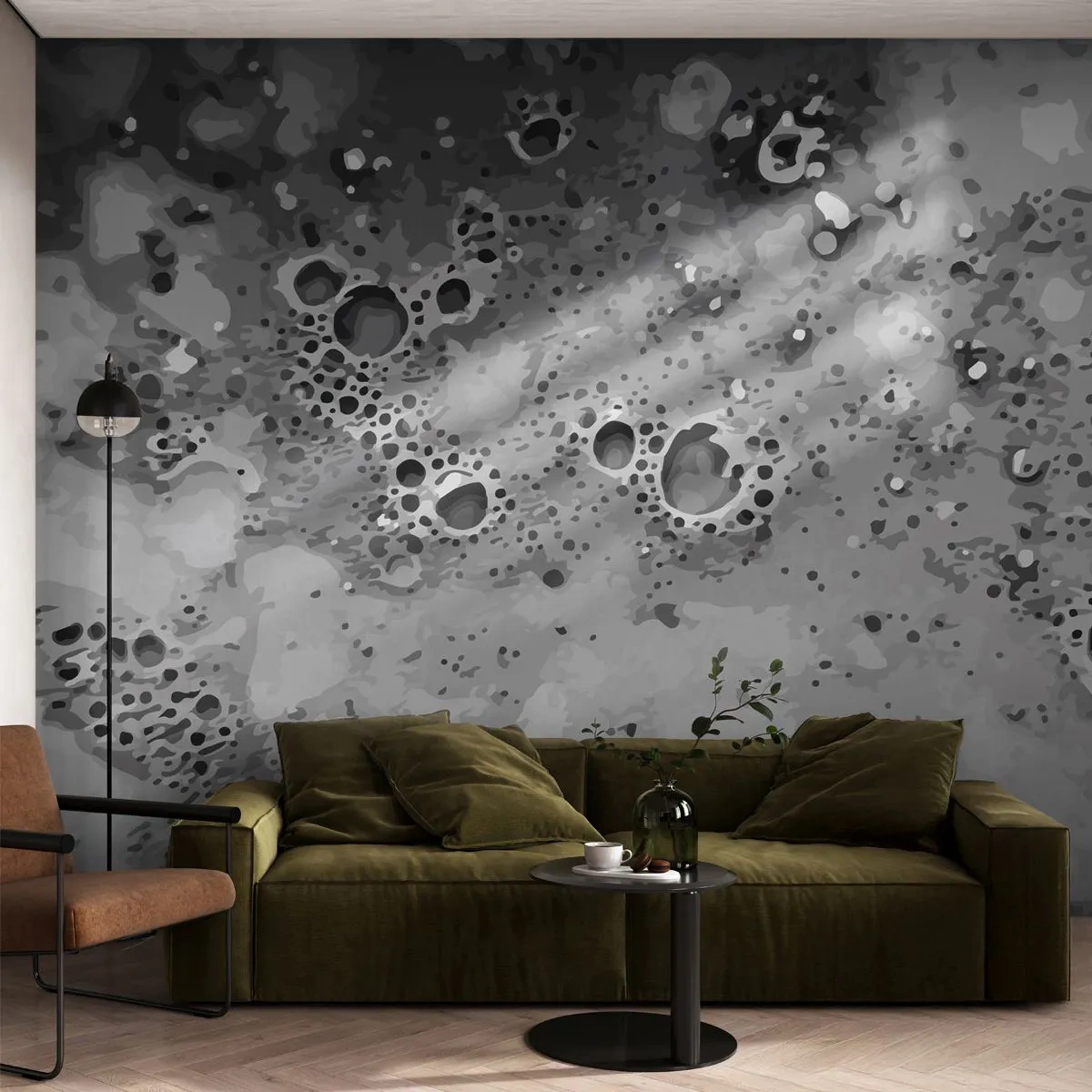 Zelfklevend Fotobehang Deluxe Sticker - Als een maanlandschap - Samenstelling, Deel, Grafisch - 250x175 cm