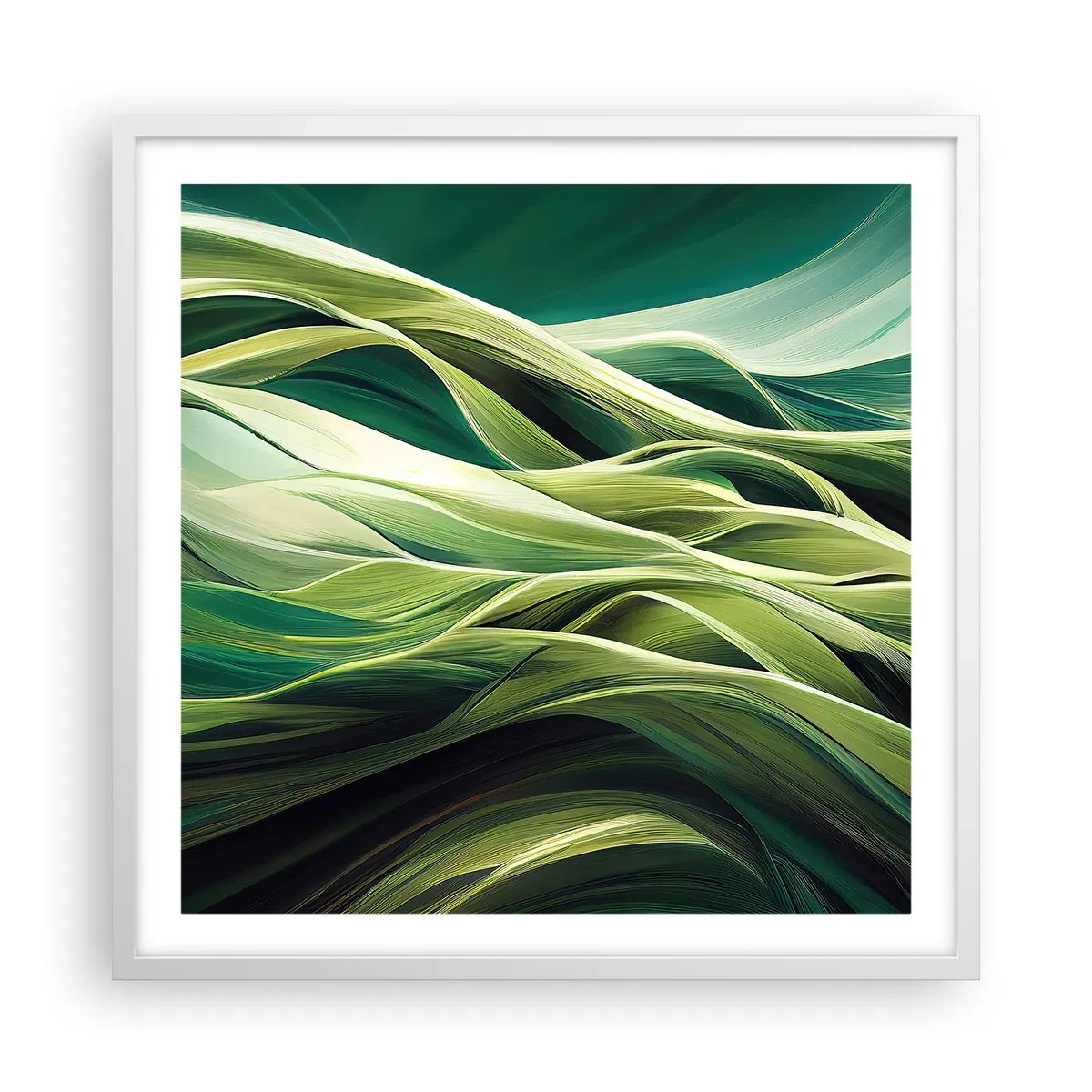 Poster in een witte lijst - Abstract groen spel - 60x60 cm