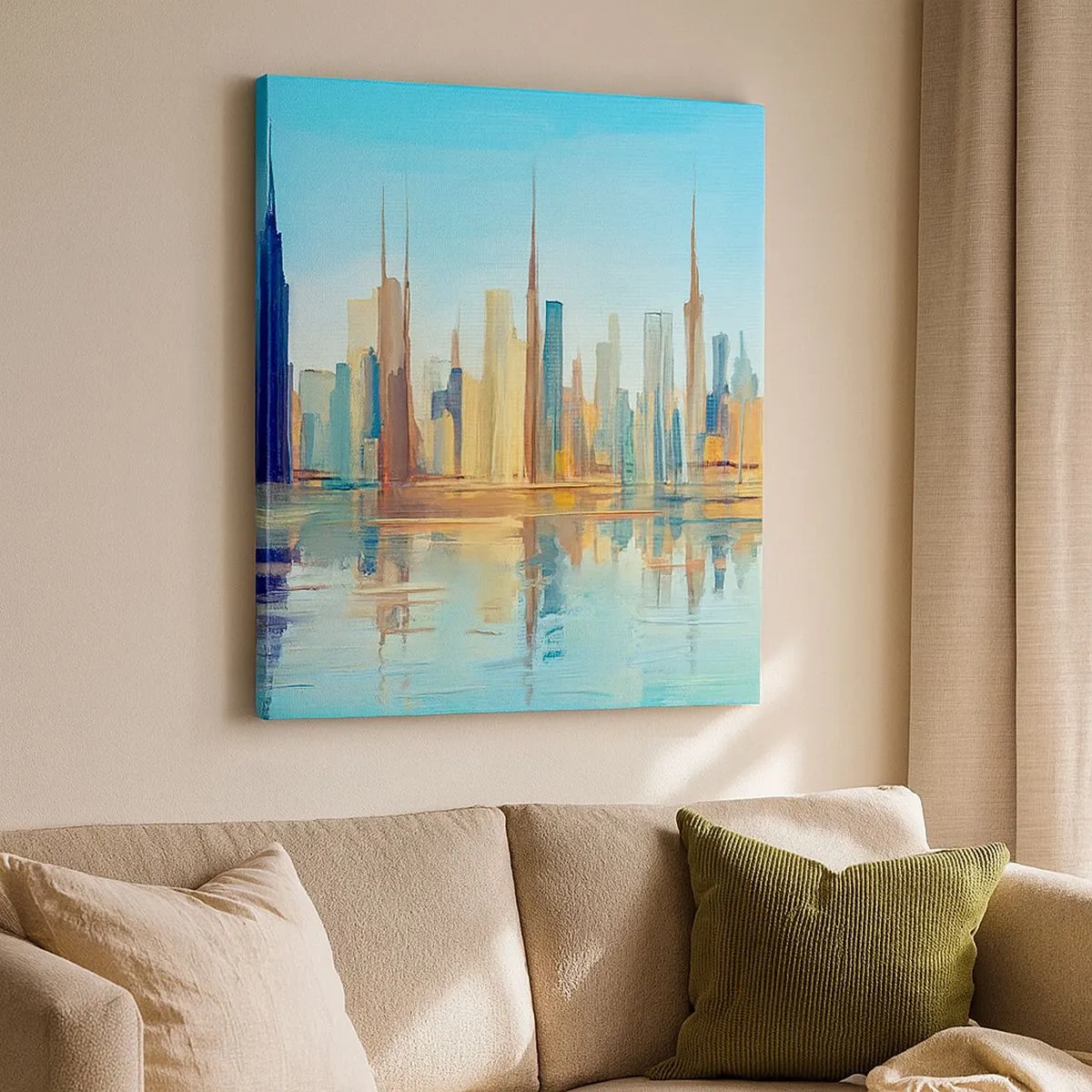 Schilderen op canvas - Een zonnige metropool - 30x30 cm