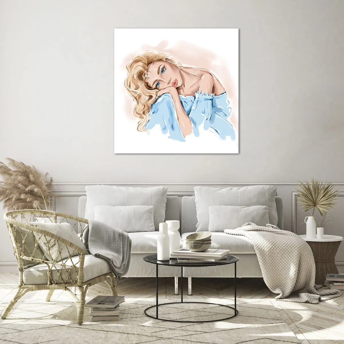 Schilderen op glas - Dromerig in het blauw - 40x40 cm