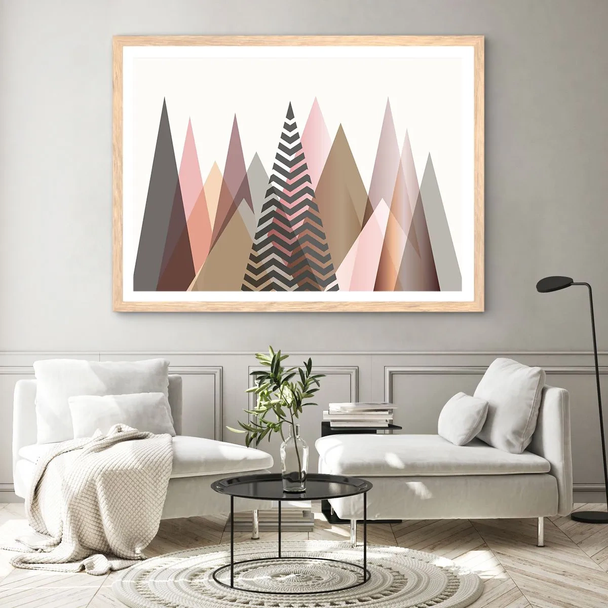 Een poster in een licht eiken lijst - Piramidaal uitzicht - 70x50 cm