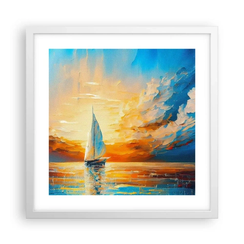 Poster in een witte lijst - Zeilen in goud - 40x40 cm