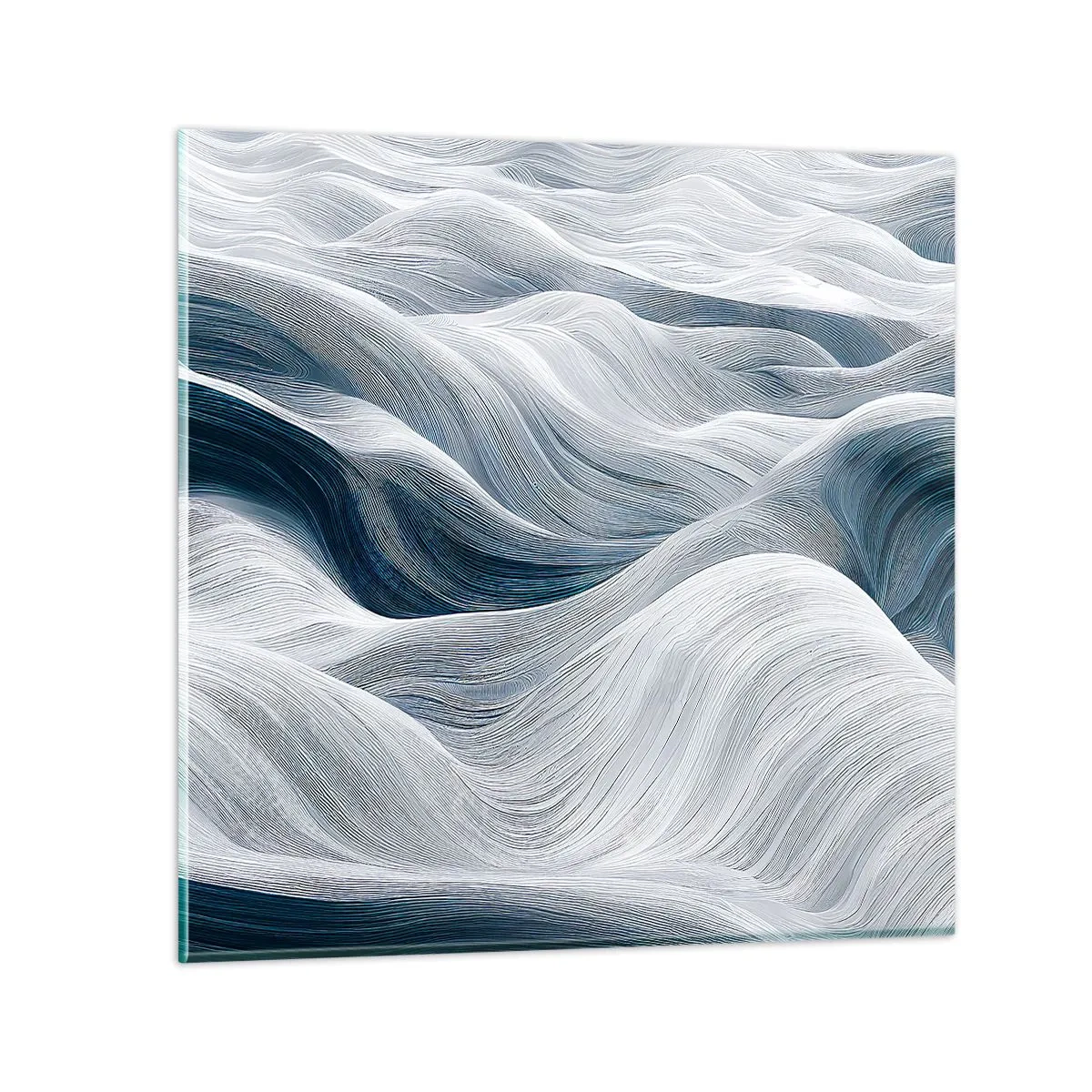 Schilderen op glas - Witte en blauwe golven - 30x30 cm
