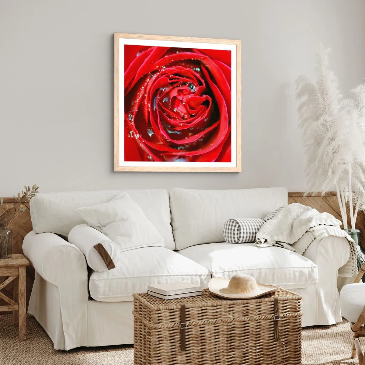 Een poster in een licht eiken lijst - In de dauwdruppels - 40x40 cm