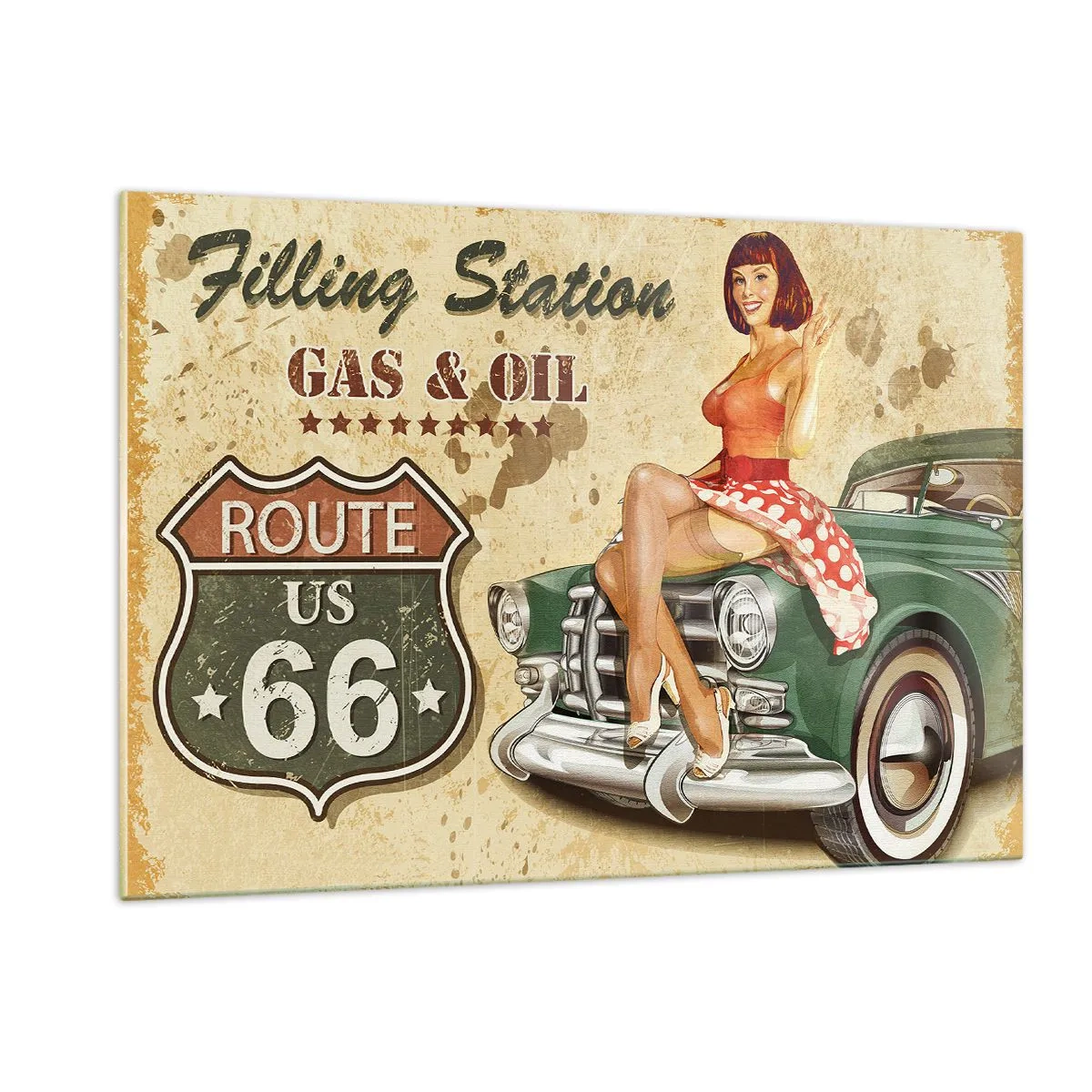 Schilderen op glas - De grote jaren 40. - 120x80 cm