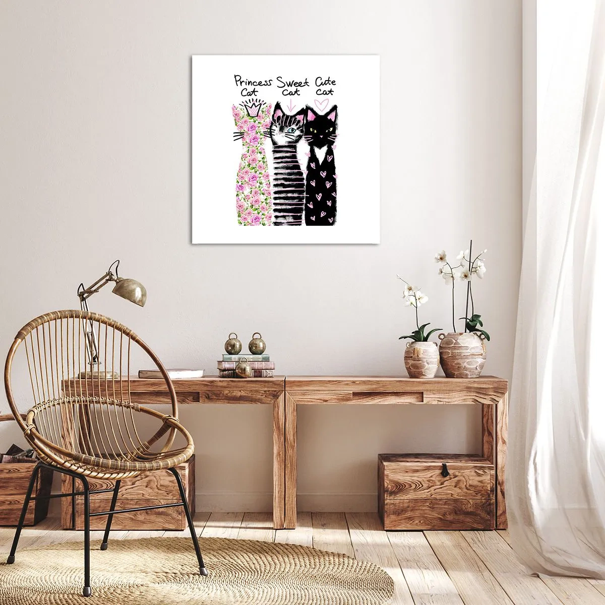 Schilderen op canvas - Er waren drie katten - 70x70 cm