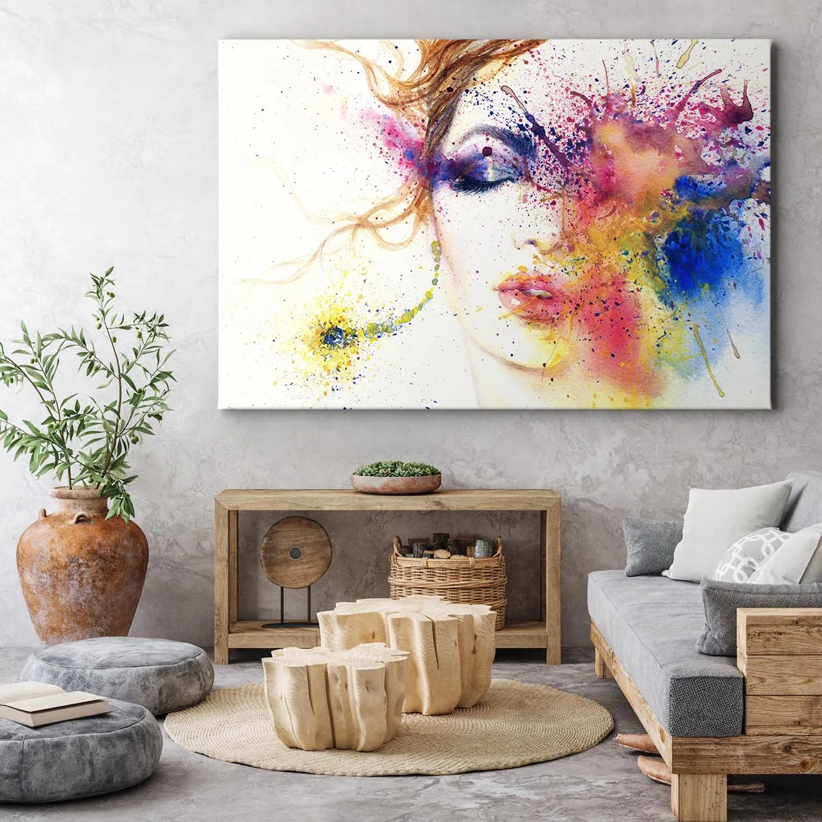Schilderen op canvas - Regenboogduizeligheid - 120x80 cm