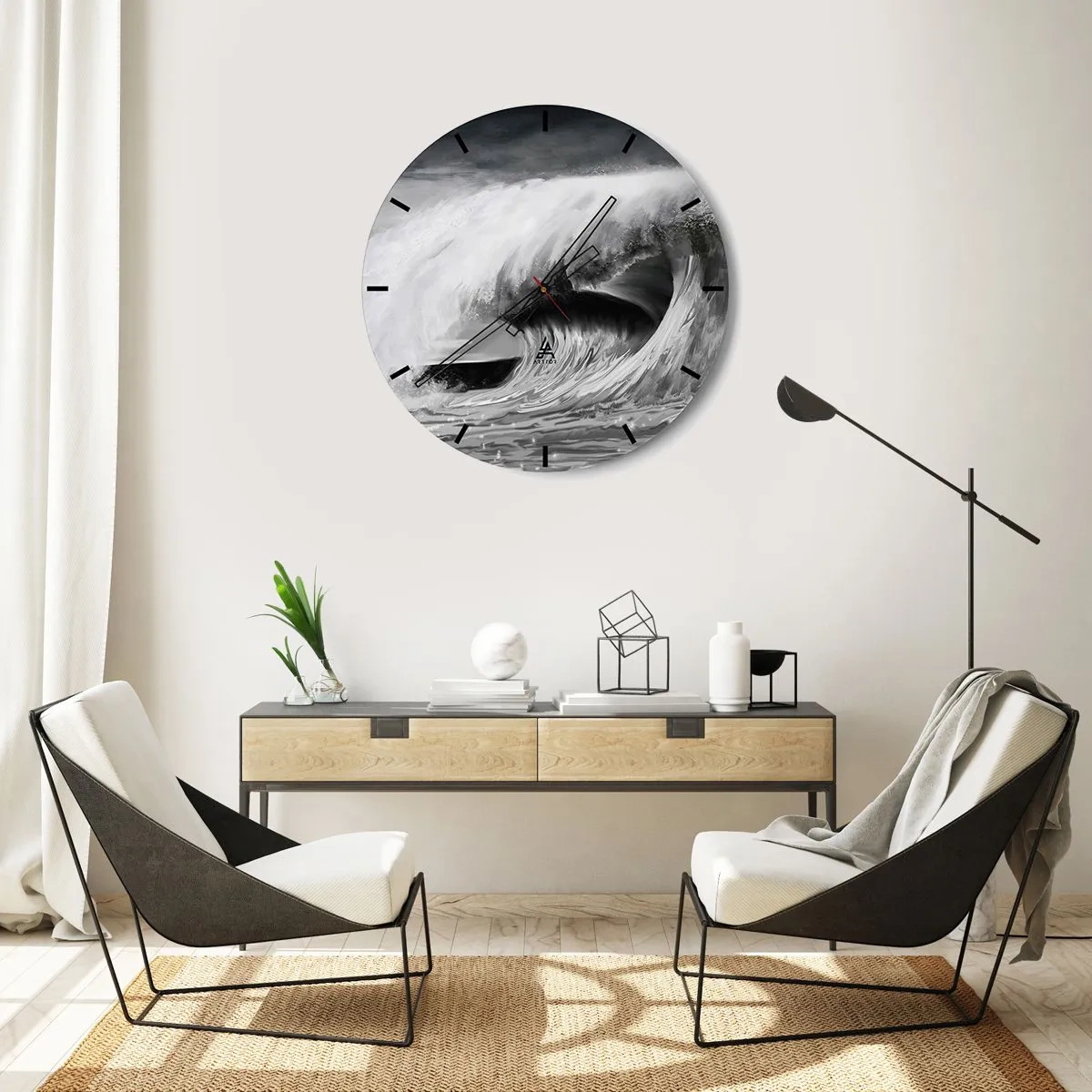 Wandklok - Klok - De woede van de oceaan - 30x30 cm