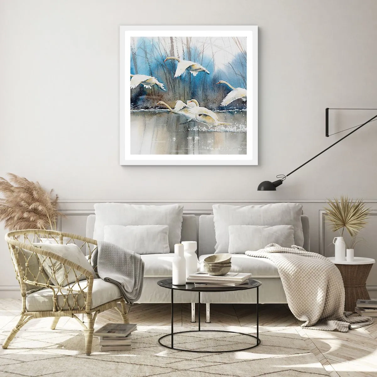 Poster in een witte lijst - Zoals in het sprookje over wilde zwanen - 50x50 cm