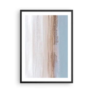 Poster in een zwarte lijst - Minimalistische abstractie in de kleuren van het strand en de zee - 50x70cm - Dubbelzinnig landschap - Moderne wanddecoratie voor woonkamer en slaapkamer ARTTOR
