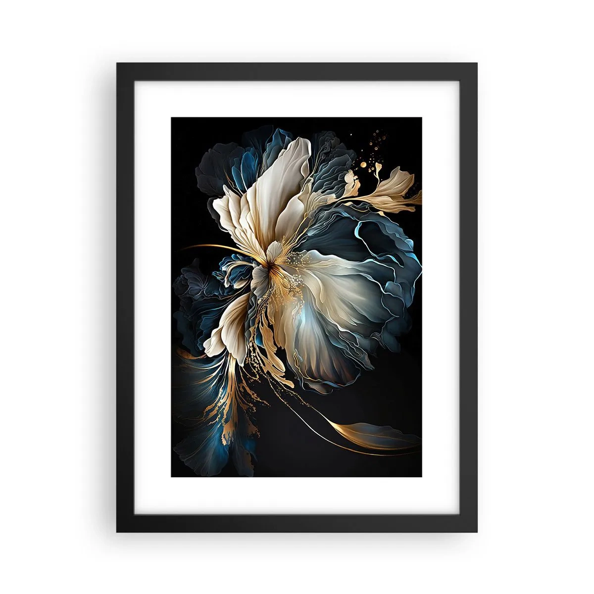 Poster in een zwarte lijst - Sprookjesachtige varenbloem - 30x40 cm