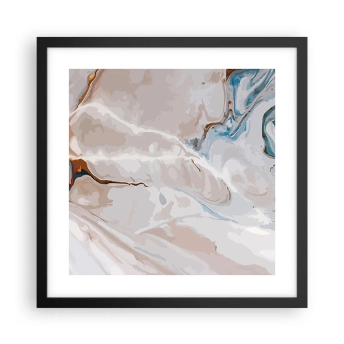 Poster in een zwarte lijst - Blauw kronkelt onder het wit - 40x40 cm