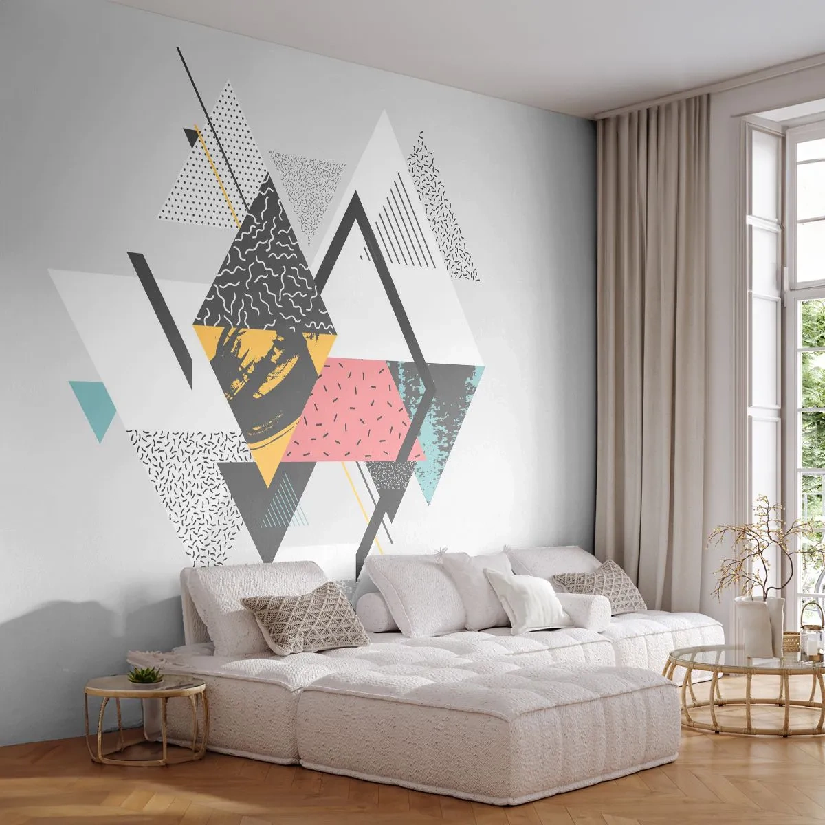 Fotobehang Standard Eco - Variatie op driehoek en ruit - Abstractie, Deel, Driehoeken - 400x280 cm