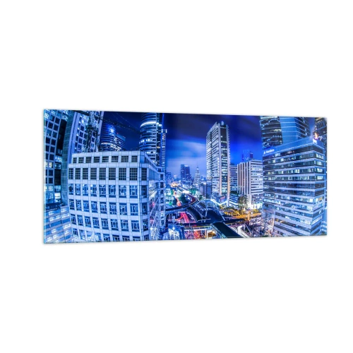 Schilderen op glas - Ritmes van de nachtstad - 100x40 cm