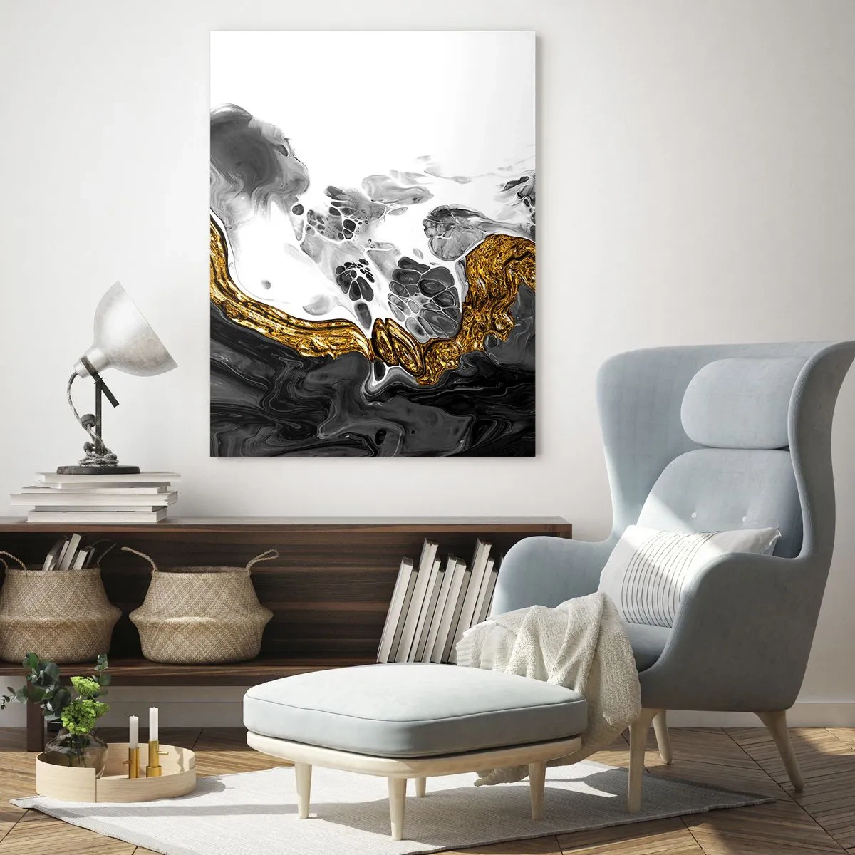 Schilderen op glas - Organische samenstelling - 80x120 cm