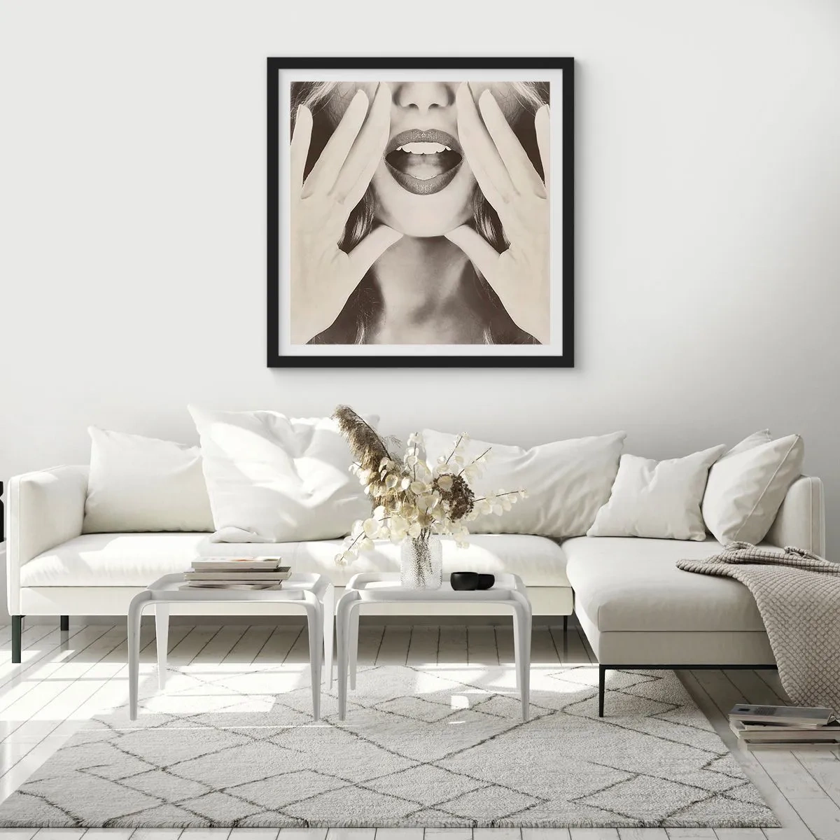 Poster in een zwarte lijst - Ik kom al! - 50x50 cm