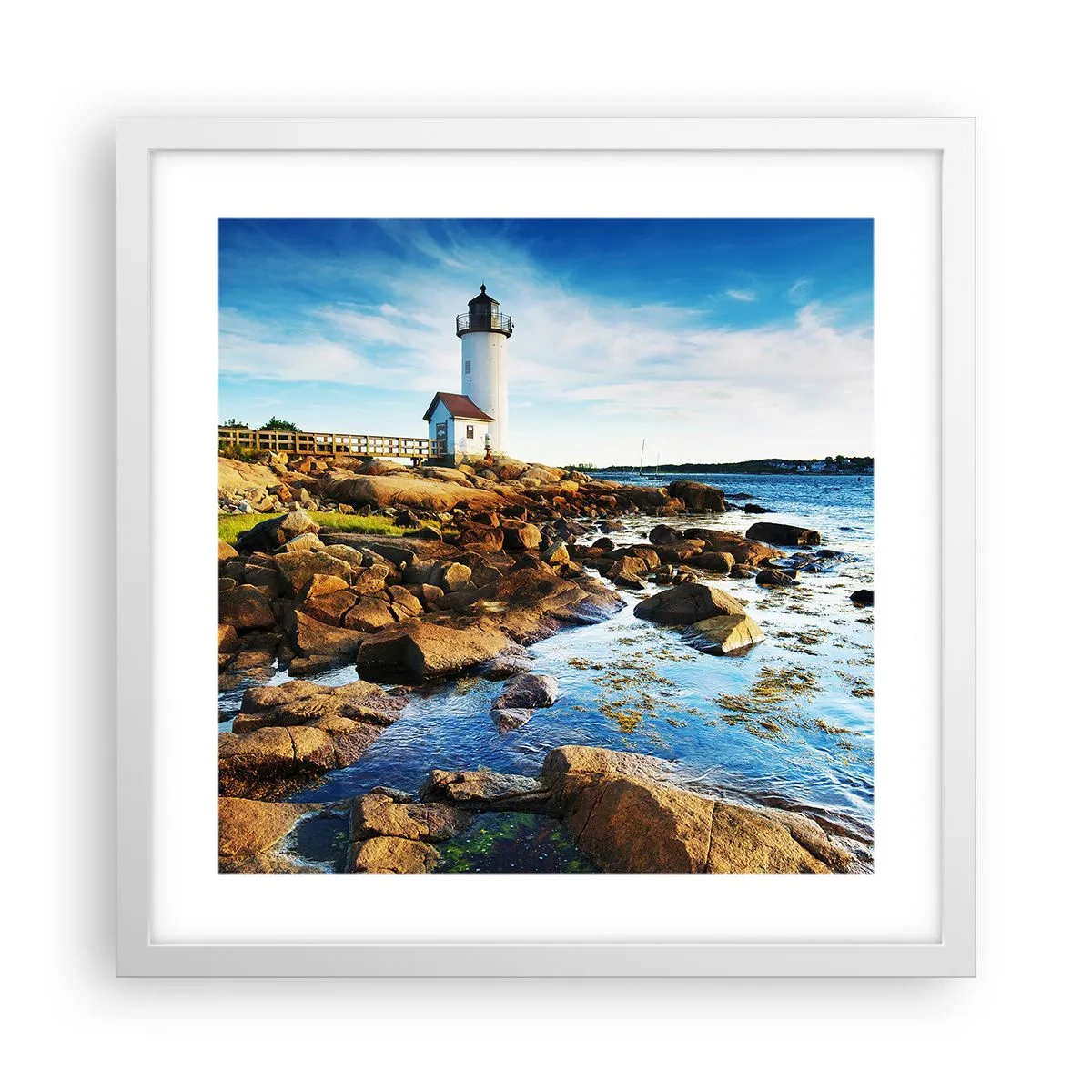 Poster in een witte lijst - Kom blij terug, ik wacht - 40x40 cm