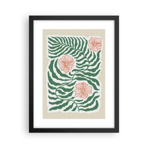 Poster in een zwarte lijst - Bloeiend in het groen - 30x40 cm