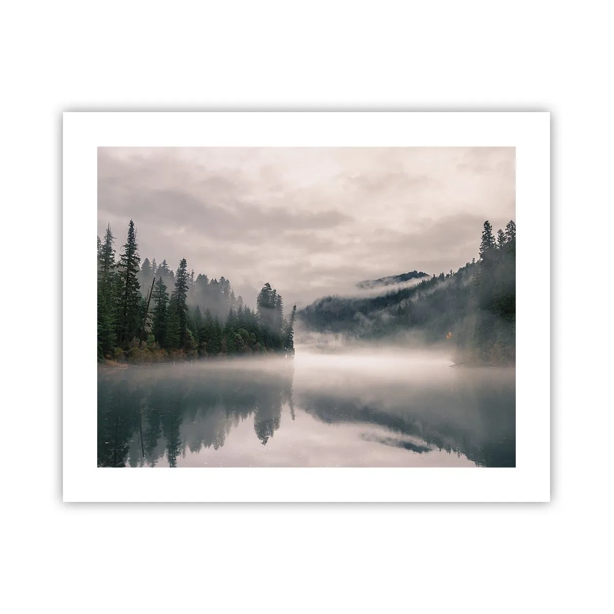Poster - In reflectie, in de mist - 50x40 cm