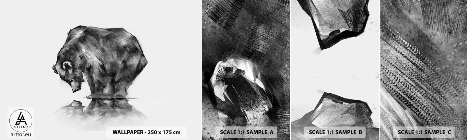 Fotobehang Monster Zelfklevend Deluxe Sticker - Leuk om een geliefde persoon te zien - Abstractie, Ijsbeer, Natuur - 100x30 cm