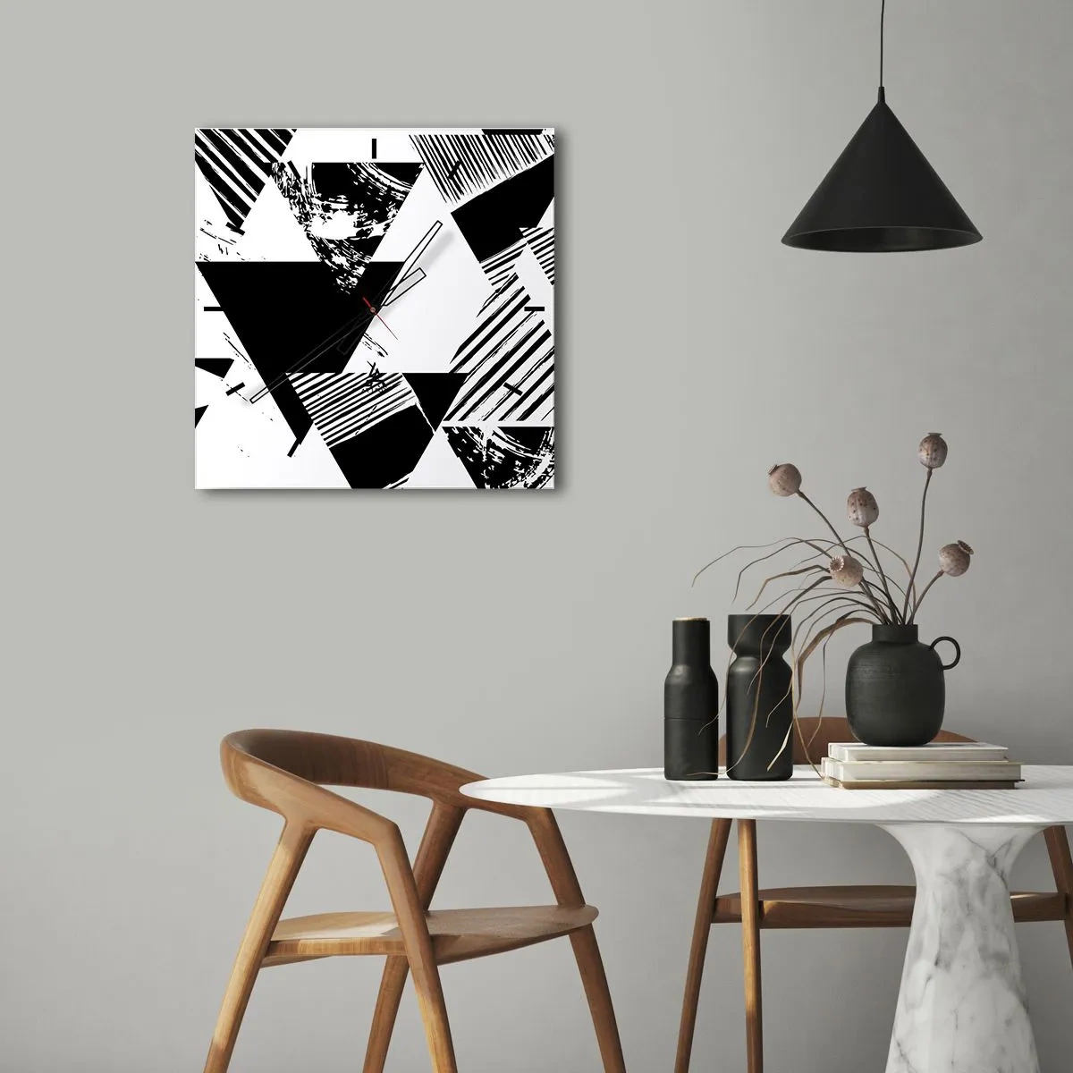 Wandklok - Klok - Regen van driehoeken - 30x30 cm