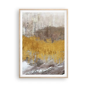 Een poster in een licht eiken lijst - Een gouden explosie - 70x100 cm