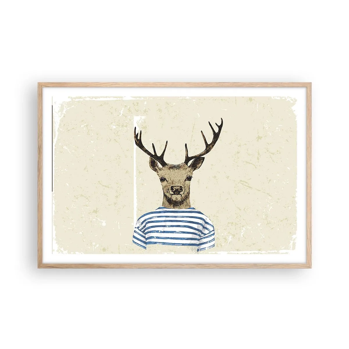 Een poster in een licht eiken lijst - Omdat ik van gestreepte t-shirts hou! - 91x61 cm