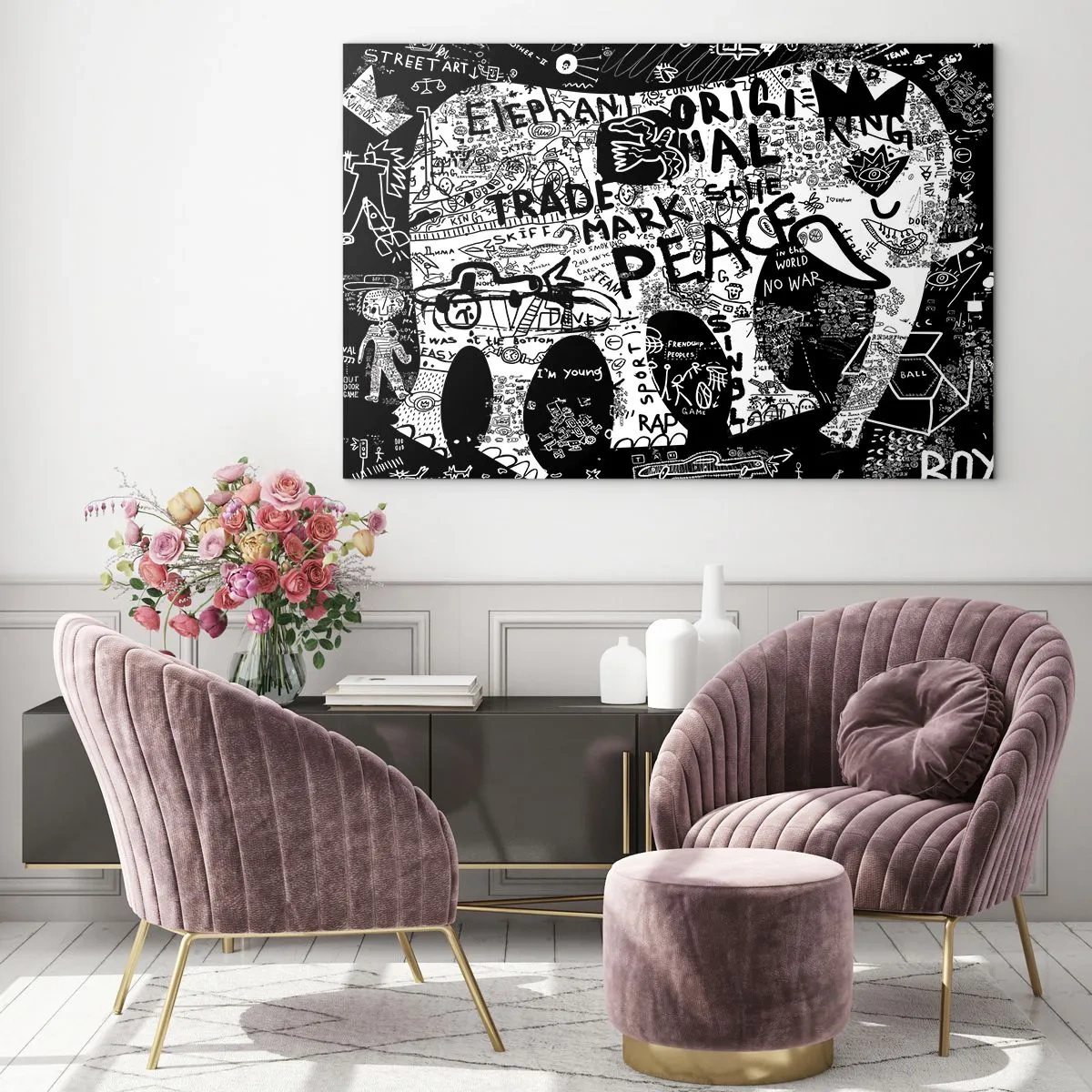 Schilderen op glas - Rijke straatwereld - 100x70 cm