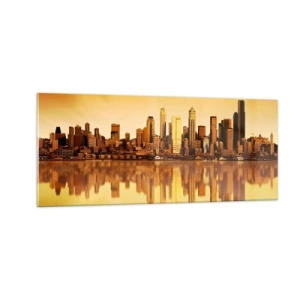 Schilderen op glas - De stilte van de metropool - 100x40 cm