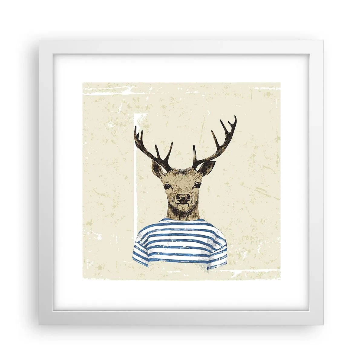 Poster in een witte lijst - Omdat ik van gestreepte t-shirts hou! - 30x30 cm