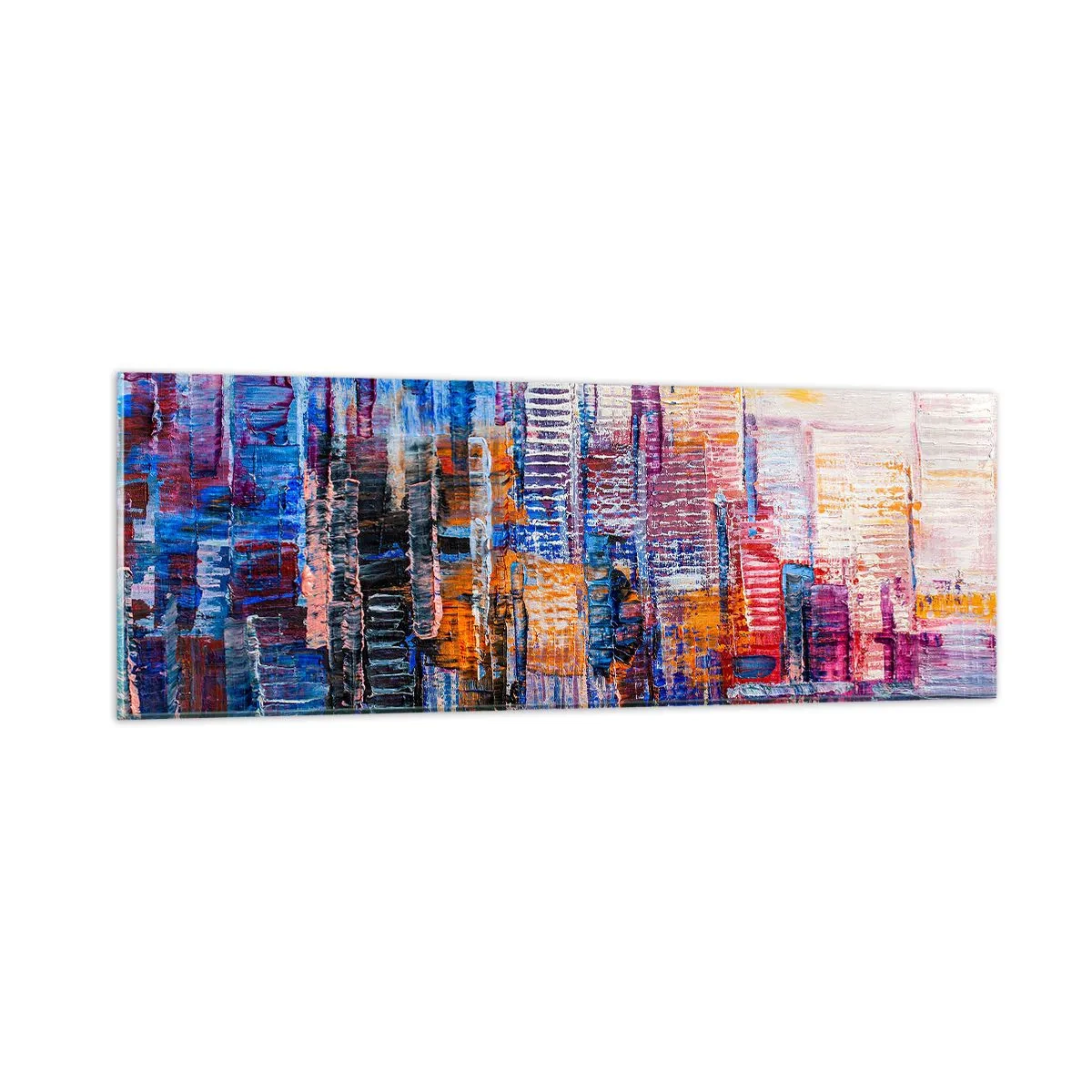 Schilderen op glas - Een vrolijke metropool - 90x30 cm