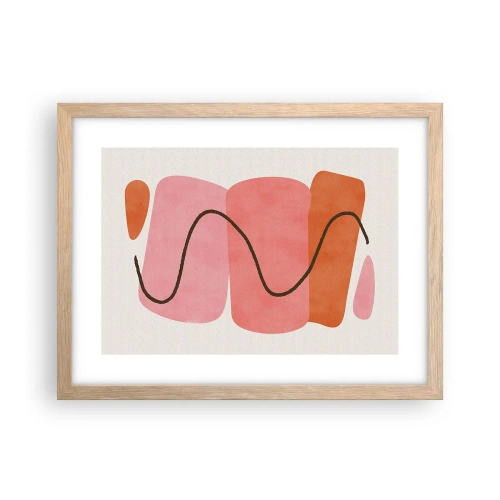 Een poster in een licht eiken lijst - zachte beweging van vormen - 40x30 cm