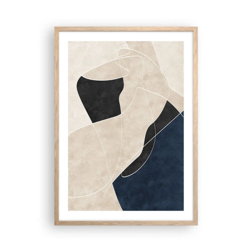 Een poster in een licht eiken lijst - Abstracte compositie – kleurcontrast - 50x70 cm