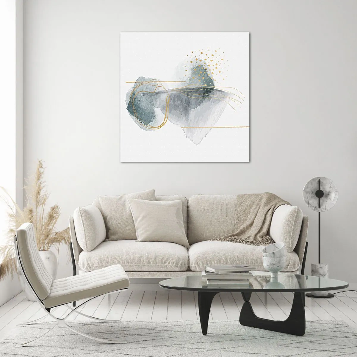 Schilderen op glas - Over de relatie tussen grijs en goud - 50x50 cm