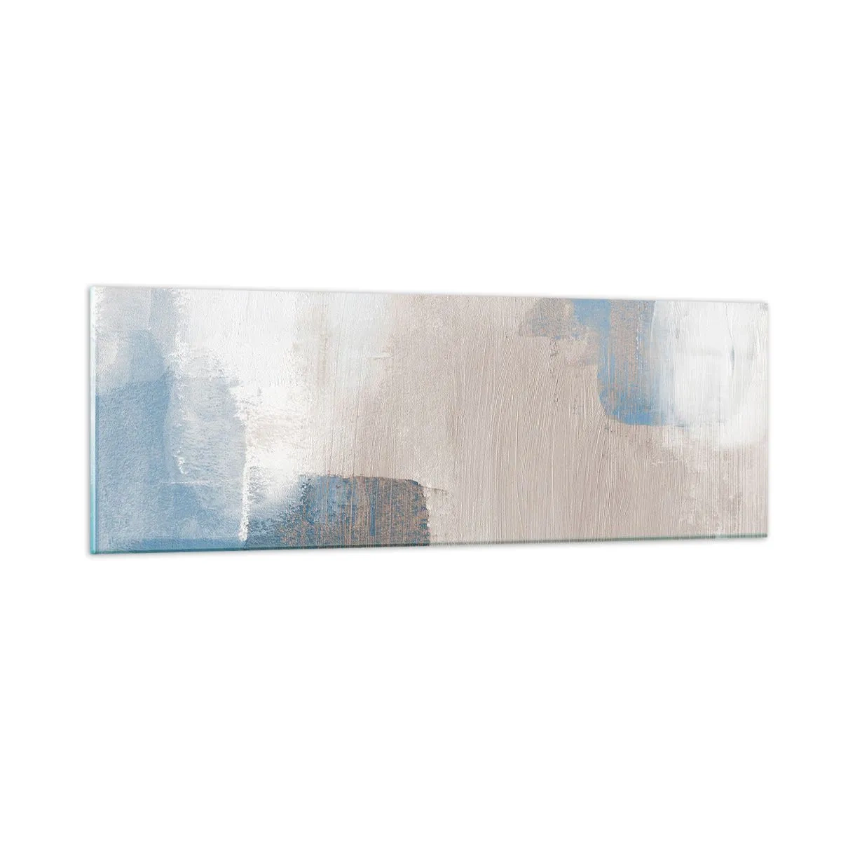 Schilderen op glas - Roze abstractie achter een blauw gordijn - 90x30 cm