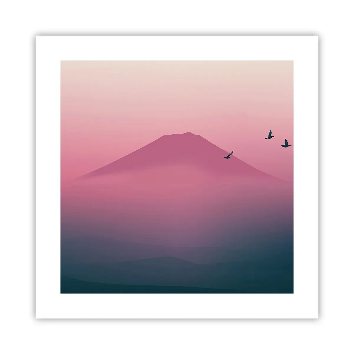 Poster - Wandelaars boven de wolken - 40x40 cm