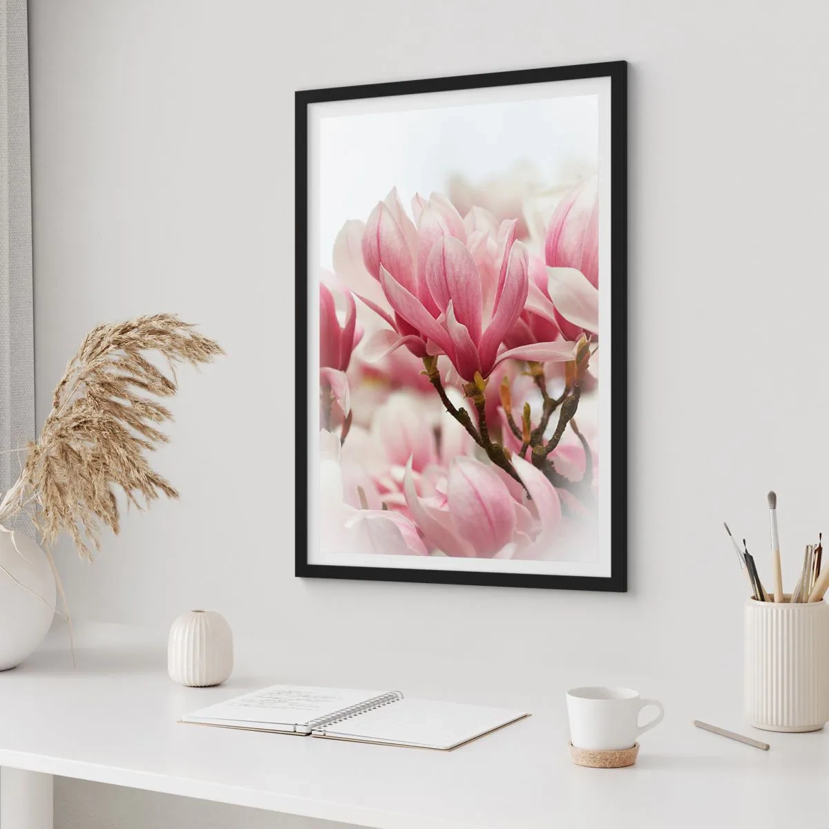 Poster in een zwarte lijst - Lente bloemen - 70x100 cm