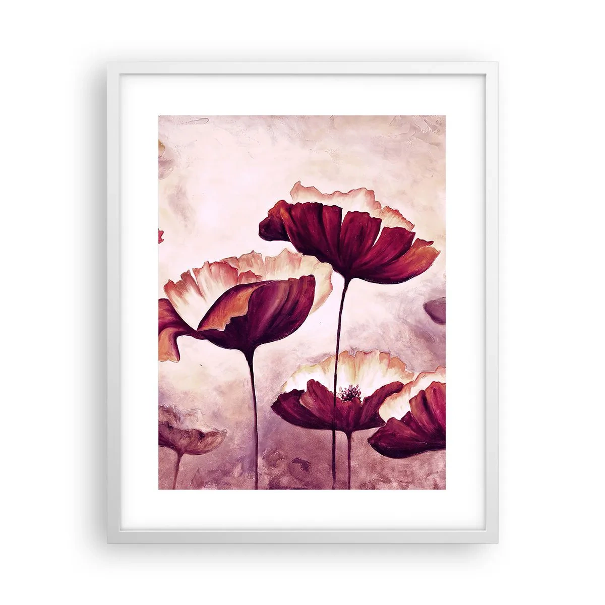 Poster in een witte lijst - Rood en wit bloemblad - 40x50 cm