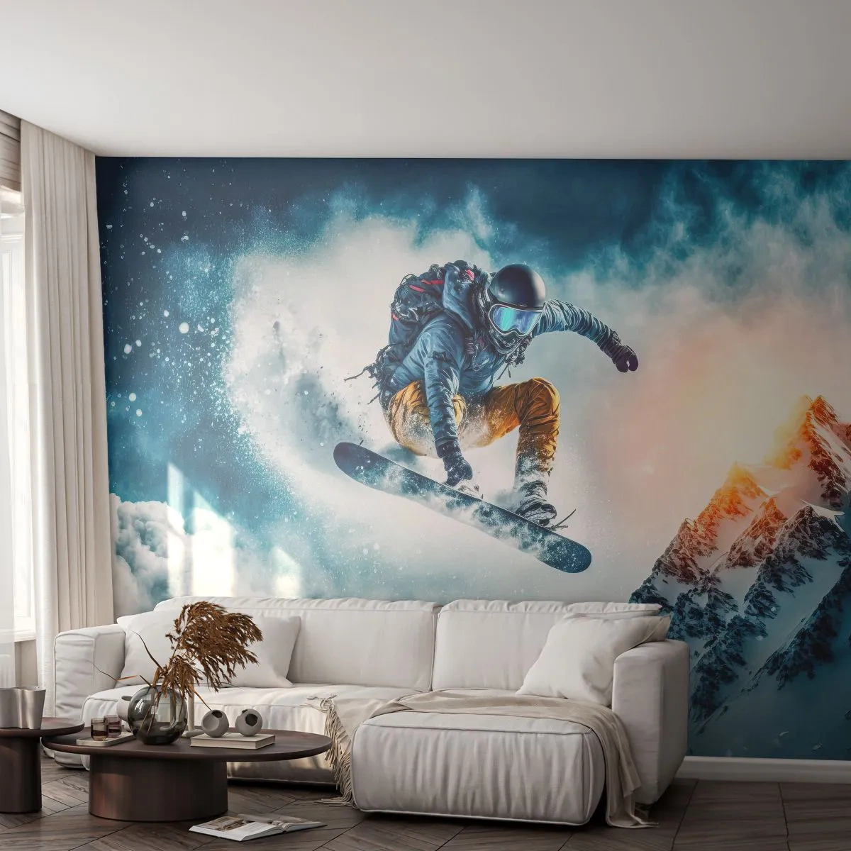 Zelfklevend Fotobehang Deluxe Sticker - Extreme emoties - Snowboarden, Sport, Winter - 500x350 cm