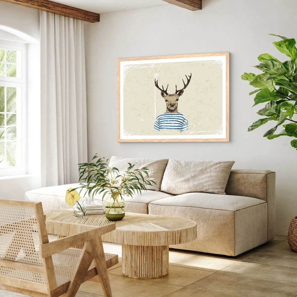 Een poster in een licht eiken lijst - Omdat ik van gestreepte t-shirts hou! - 40x30 cm