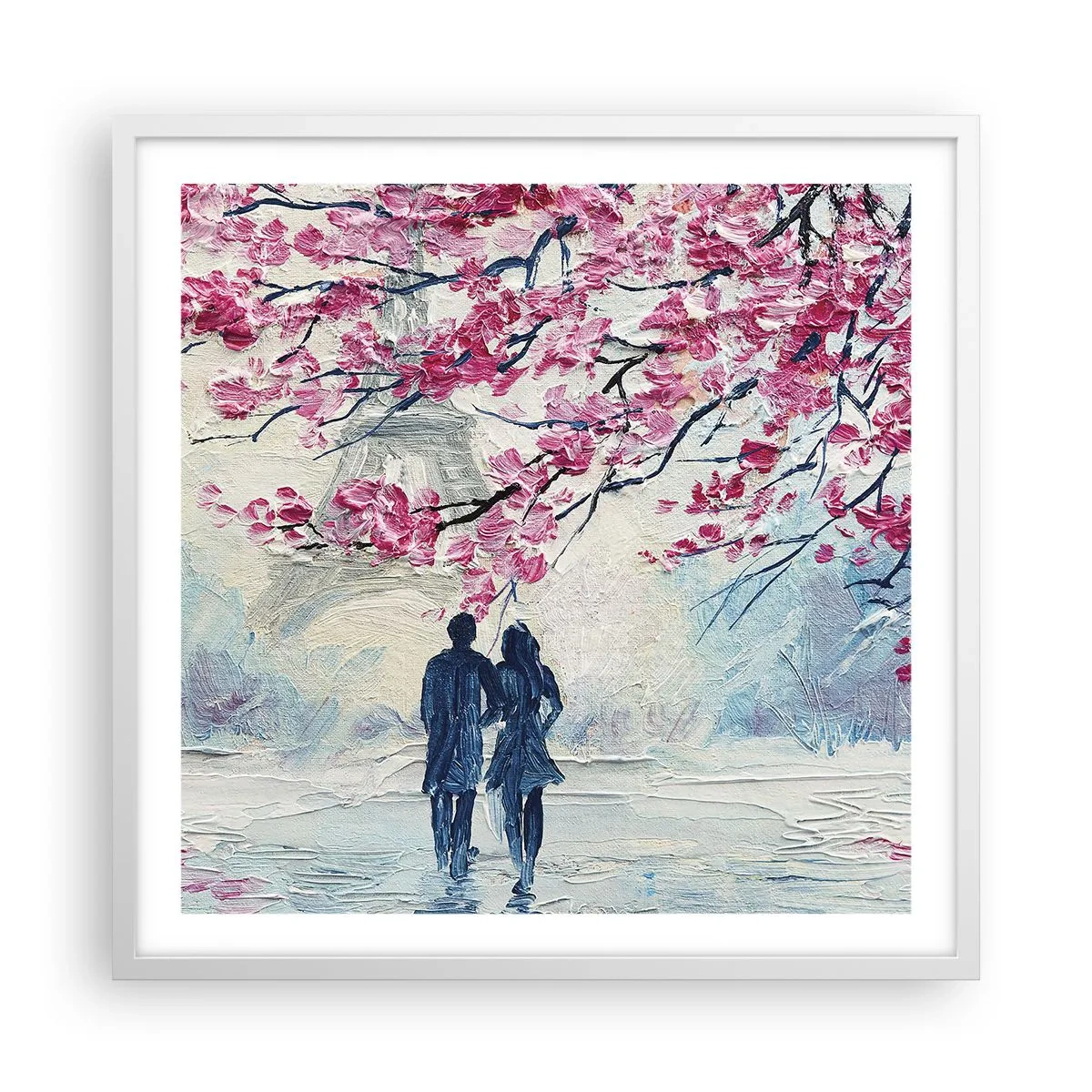 Poster in een witte lijst - Een romantische wandeling - 60x60 cm