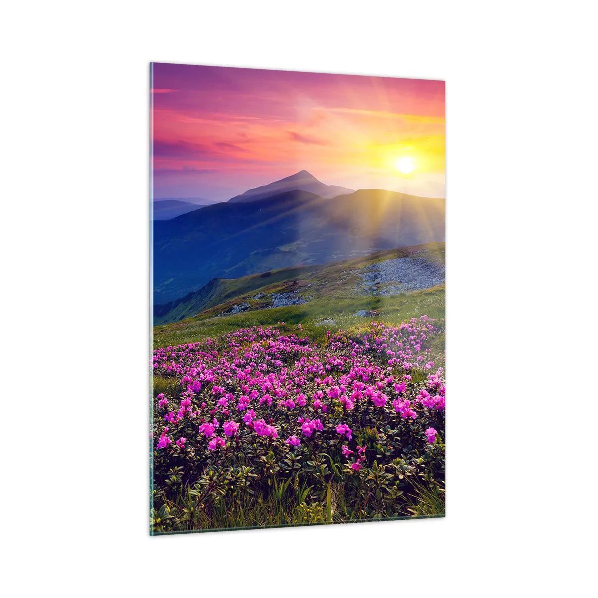 Schilderen op glas - … En eromheen ruikt het naar bergdennen en de geur van kruiden - 50x70 cm