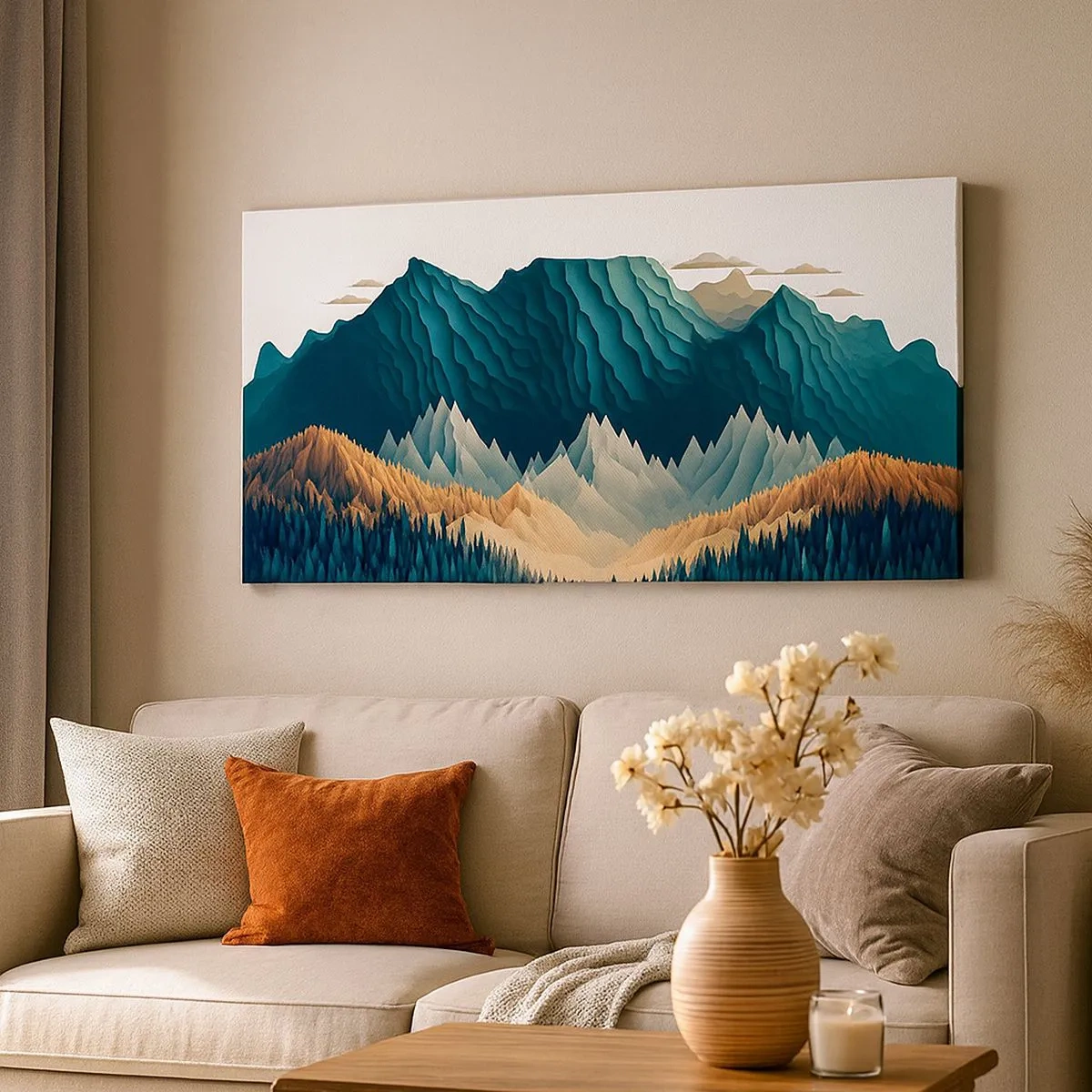 Schilderen op canvas - Perfect berglandschap - 100x40 cm