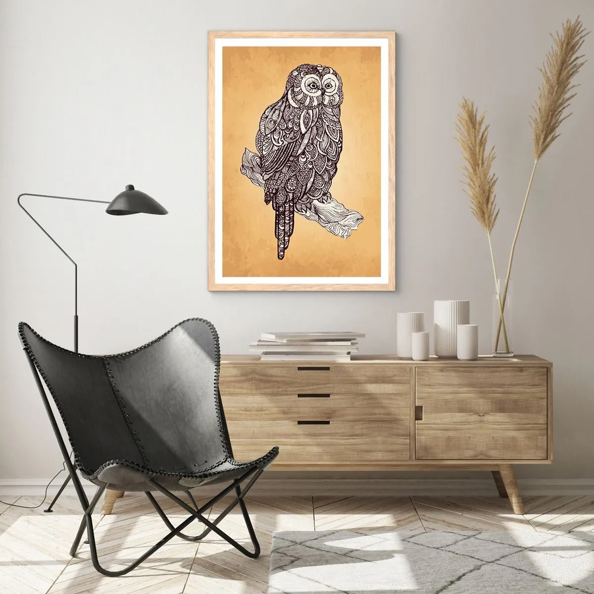 Een poster in een licht eiken lijst - Ingewikkelde ornamenten van wijsheid - 50x70 cm