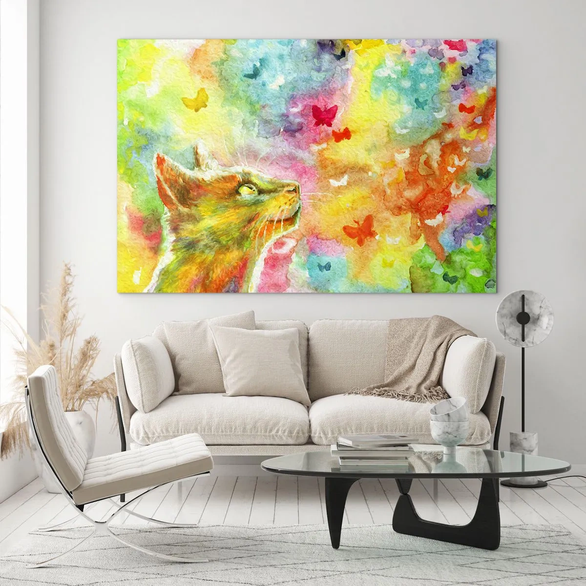 Schilderen op glas - Baju-baju in het kattenparadijs - 120x80 cm