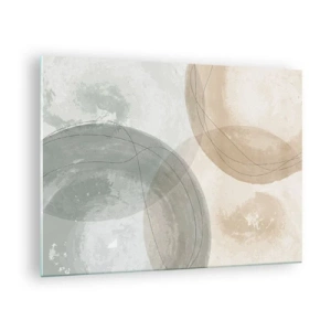 Schilderen op glas - Pastelcirkels en lijnen in een subtiele compositie - 70x50cm - Indringende werelden - Moderne wanddecoratie voor woonkamer en slaapkamer ARTTOR