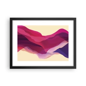 Poster in een zwarte lijst - Paarse golven - 40x30 cm